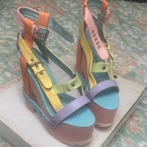 Vibrant Multi-Color Platform Sandals
